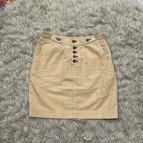 DAUGHTERS OF THE LIBERATION ANTHROPOLOGIE khaki button down skirt size 2 - Picture 1 of 5
